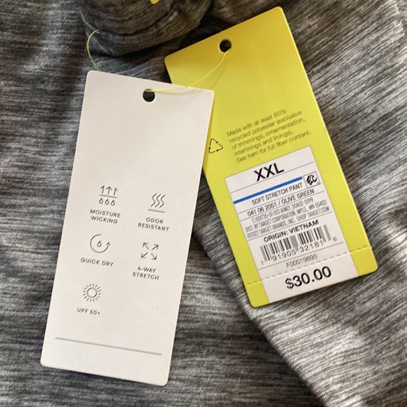 NWT Mens Workout Pants, Side Pockets, 4way Stretch, M Wicking, UPF50*, Gray - Picture 7 of 9